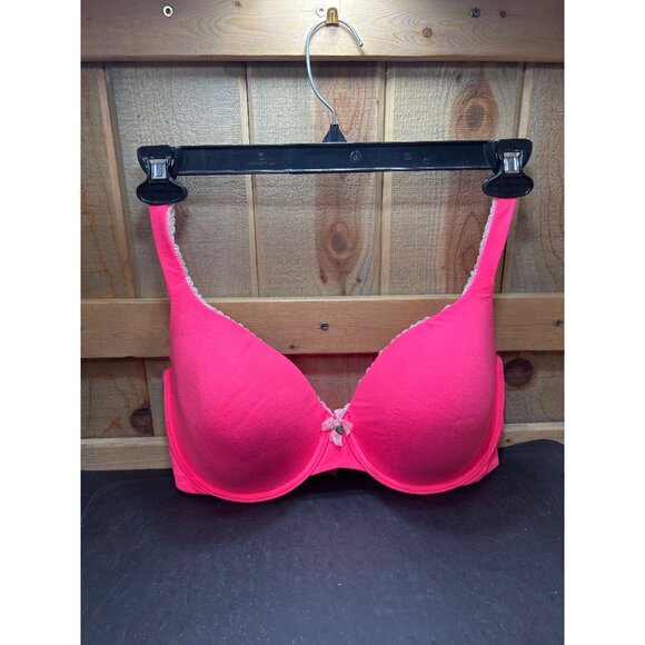 Victorias Secret Perfect Coverage Bra 38DD Pink Lace Trim Bow Detail - Picture 4 of 8